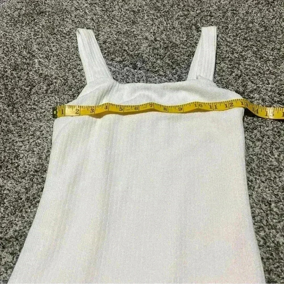 Lulus Tank Top Womens M White Fuzzy Ribbed Square Neck - Picture 3 of 8